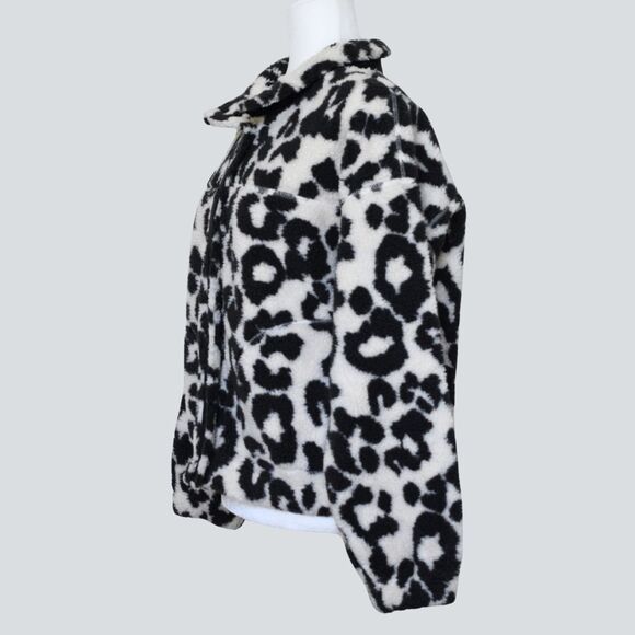 OLD NAVY Women's Active Black and White Leopard Print Teddy Jacket Size M - Picture 3 of 9